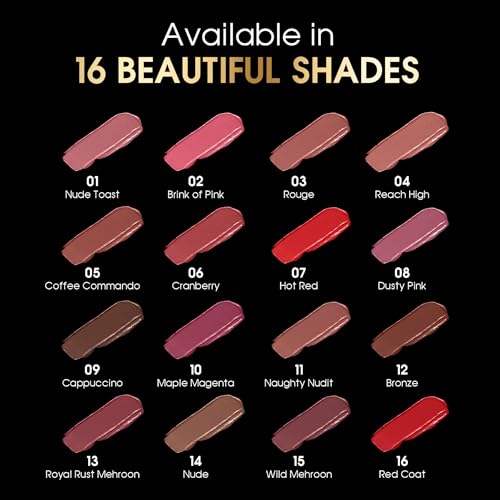 Beauty Berry Bold Babe Non-Transfer Matte Lipstick | Highly Pigmented, Lightweight, Smudge Proof & Waterproof Lipstick | Single Swipe Application, Long Lasting Lipstick for Women (Royal Rust Mehroon)