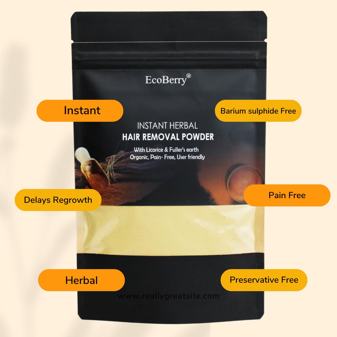 EcoBerry Korai Kizhangu Turmeric Instant Hair Removal Wax Powder For Painless Hair removal | Retarded Hair Growth | 100% Natural & Handmade | Preservative Free | Paraben Free | Vegan 100g (Instant) (Instant)