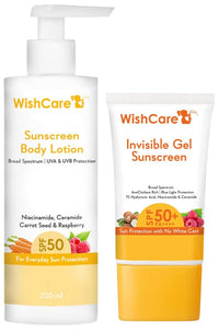 WishCare Sunscreen SPF50 for Women & Men Body & Face Care Combo (200ml + 50gm)