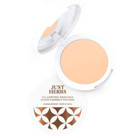 Just Herbs Oil Contarol Radiance Booster Age Defying Compact Powder for face Makeup 9g (Natural)