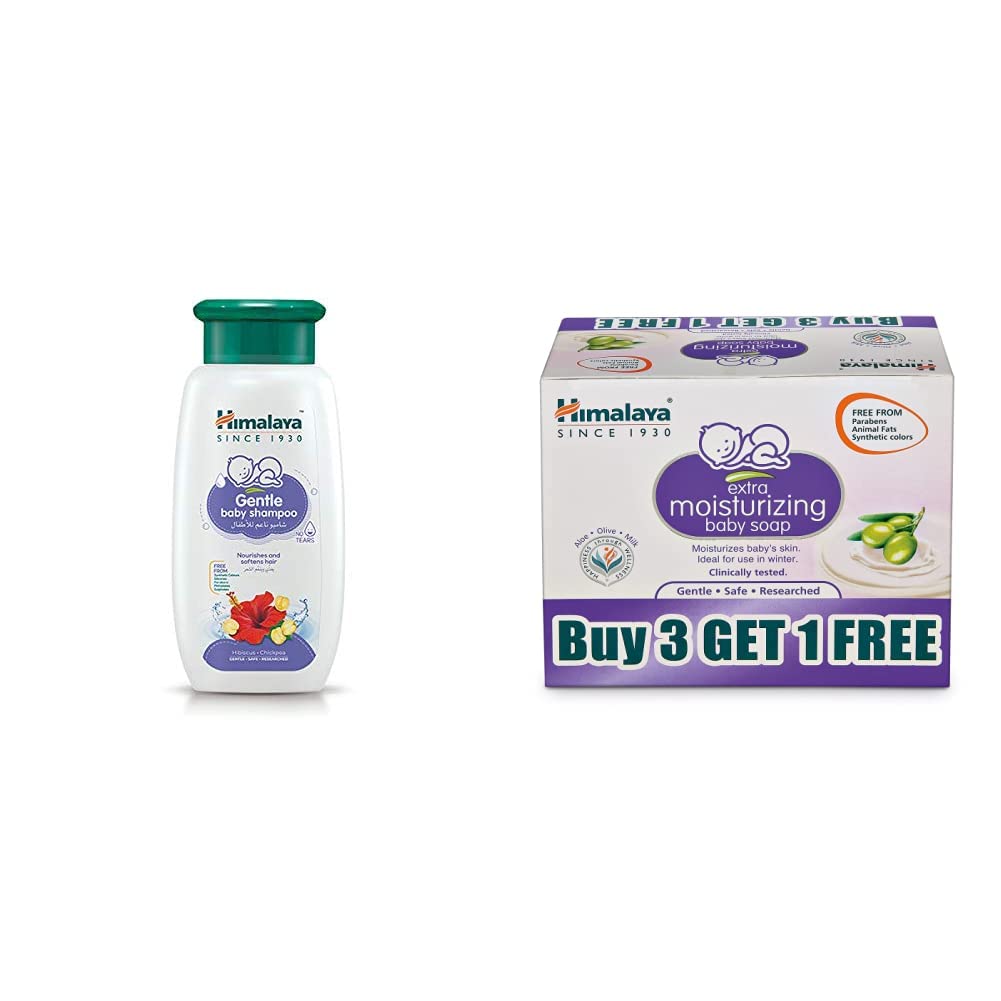 Himalaya Gentle Baby Shampoo (200ml) & Himalaya Extra Moisturizing Baby Soap (300g),buy 3 get 1 free(4N X 75g)
