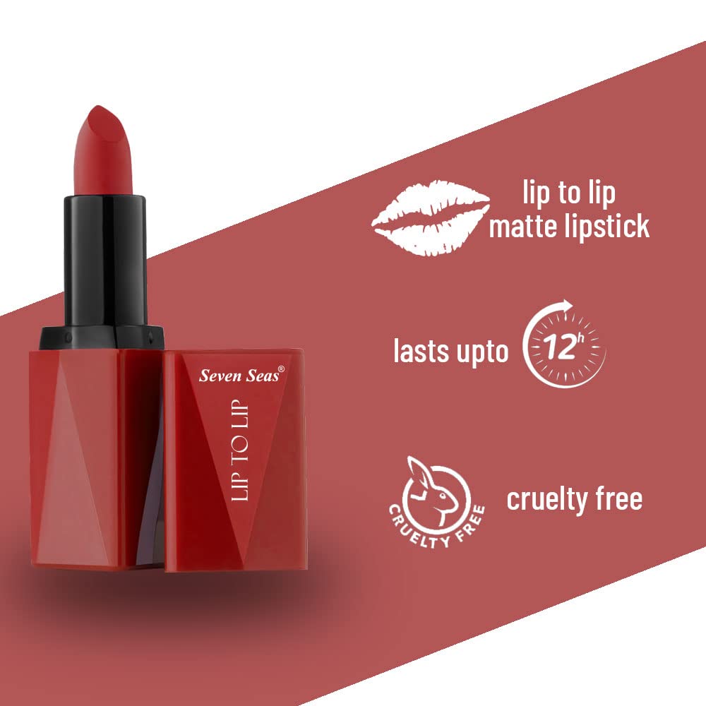 Seven Seas Lip To Lip Matte Full Coverage Long Lasting Lipstick | Smooth Application |Transferproof & Smudge Proof | Highly Pigemented Lipstick for Women (Chestnut Rose-II)