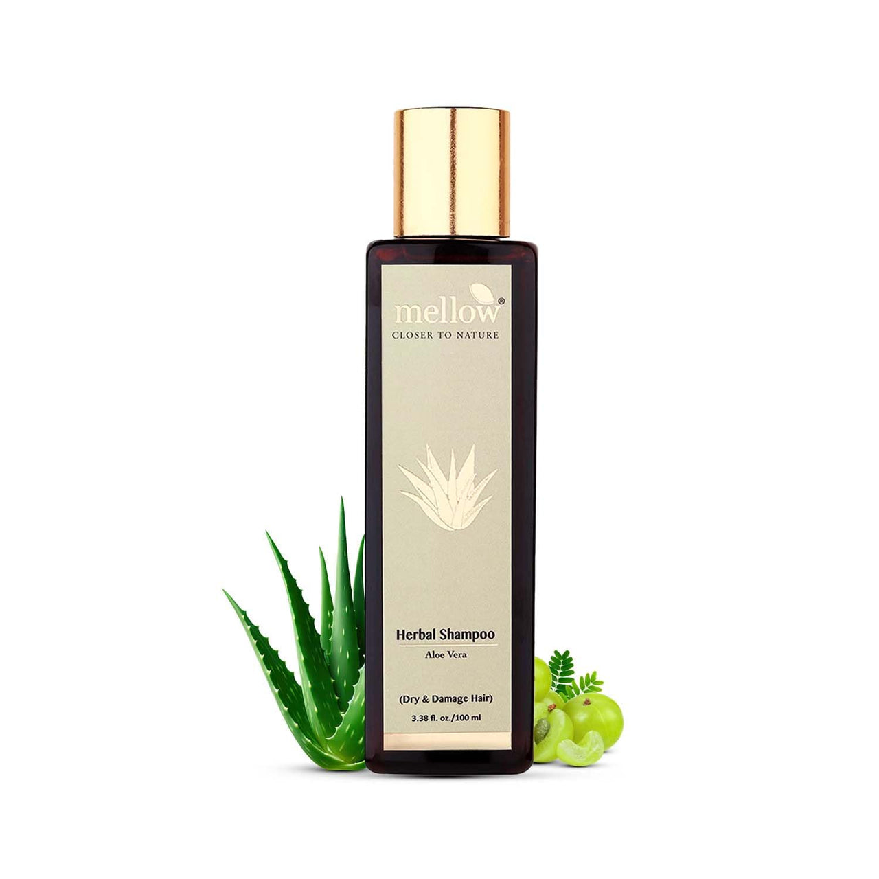 Mellow Herbals Aloe Vera Shampoo | Hydration & Damage Repair | Amla, Reetha, Shikakai & Bhringraj | Sulfate & Paraben-Free | Ayurvedic Hair Care | 100ml