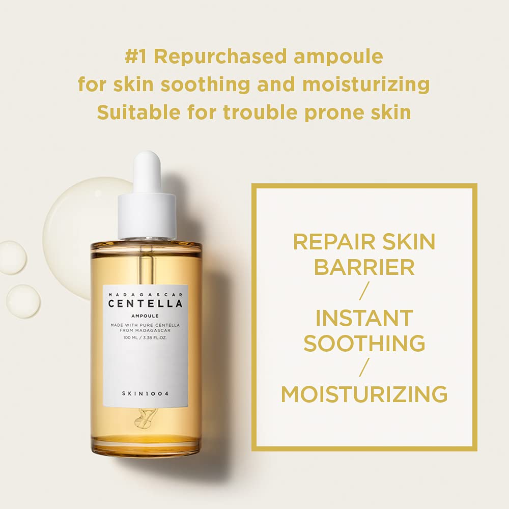 SKIN1004 Madagascar Centella Asiatica Ampoule Facial Serum 1.01 fl.oz(30ml) | 100% Centella Asiatica Extract for Soothing Sensitive and Acne-prone Skin (Ampoule 30ml)