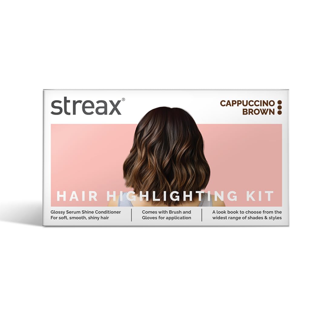 Streax Mini Highlight Kit, Cappuccino Brown, Brown Hair Colour I For Women | Rich, Vibrant, Easy To Use, Diy Application, 75 Gram, 1 Count