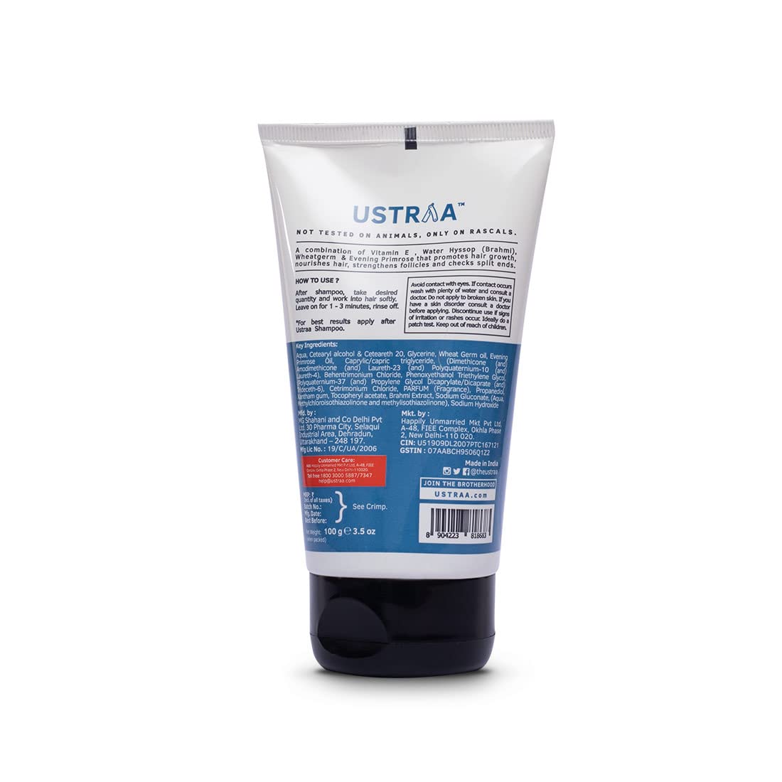 Ustraa Daily Use Hair Conditioner - 100 g x 2 - Daily Use Post-Shampoo Conditioner | No SLS No Paraben | with Water Hyssop (Brahmi) & Vitamin E | For All Scalp Types