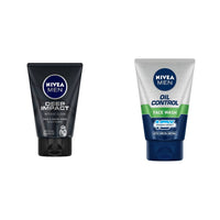 Nivea Men Face Wash, Deep Impact Intense Clean, 100g & Men Face Wash, Oil Control, 10x Vitamin C, 100g