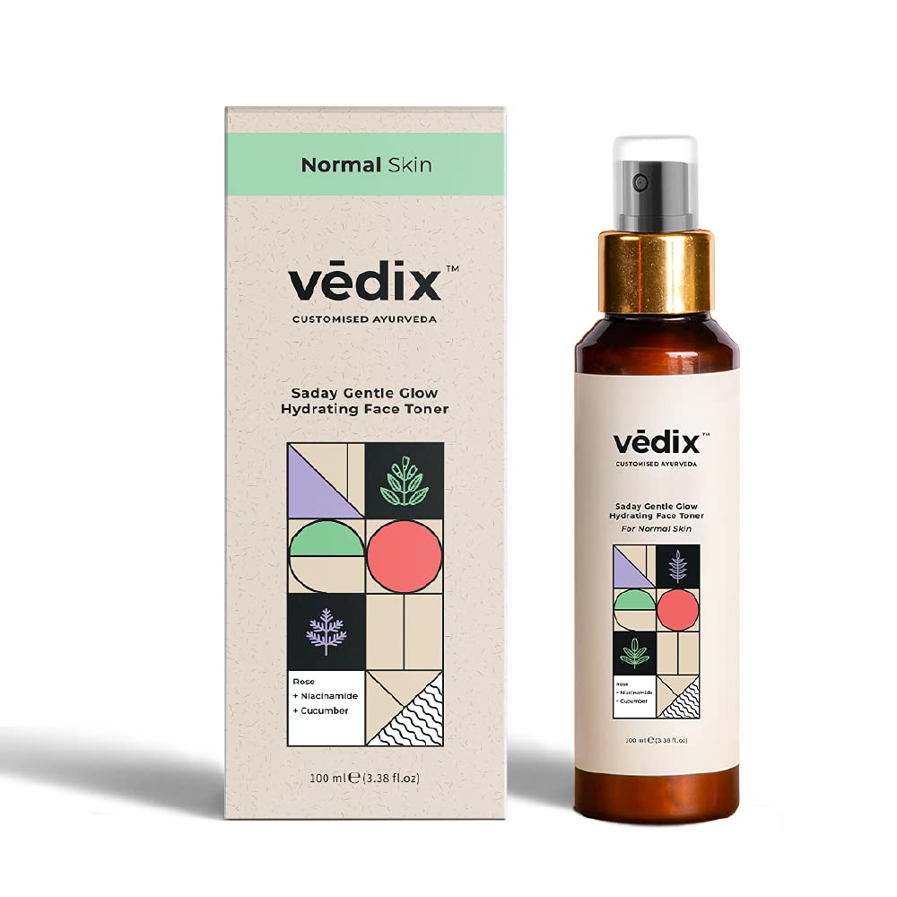 Vedix Customized Ayurvedic Toner | Saday Gentle Glow Hydrating Face Toner With Rose And Niacinamide | For Normal Skin | For Pore Tightening and Moisturizing |100ml