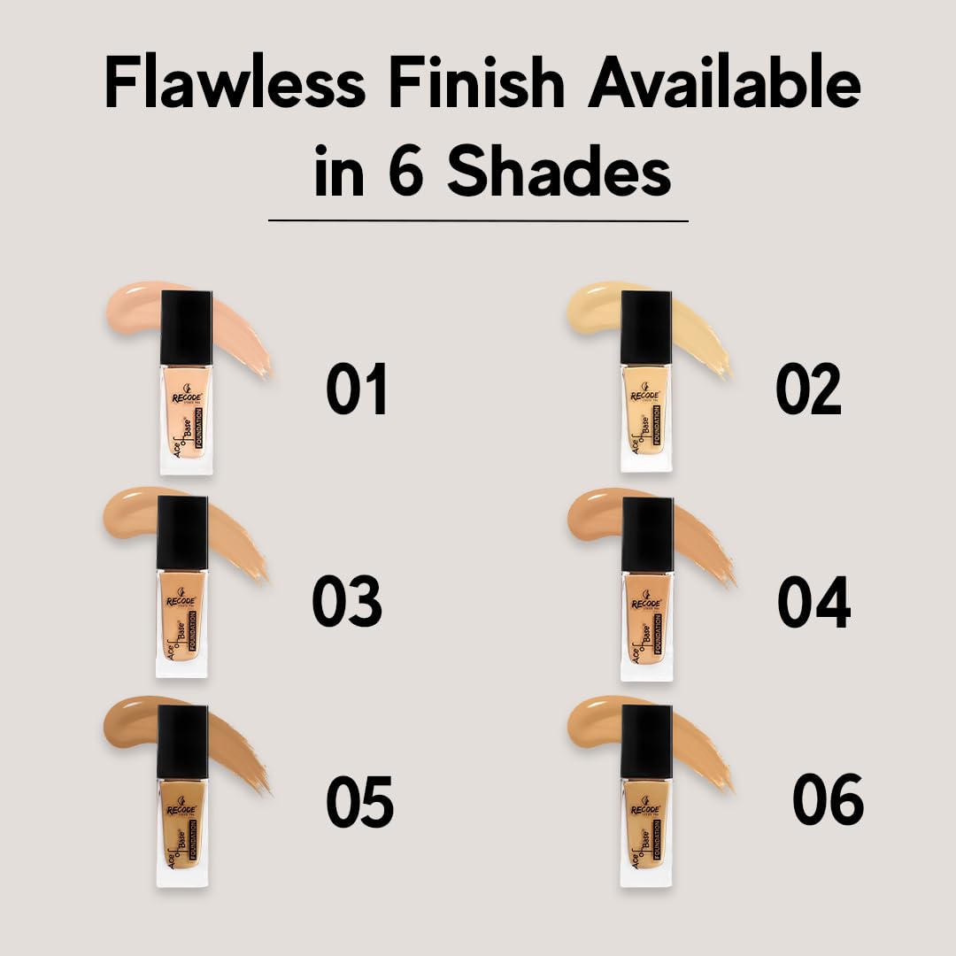 Recode Ace of Base Foundation 30ml | Shade 04 - Lodhiana | Luminious Matte Finish | Lightweight | Long-Lasting | Waterproof | High Coverage