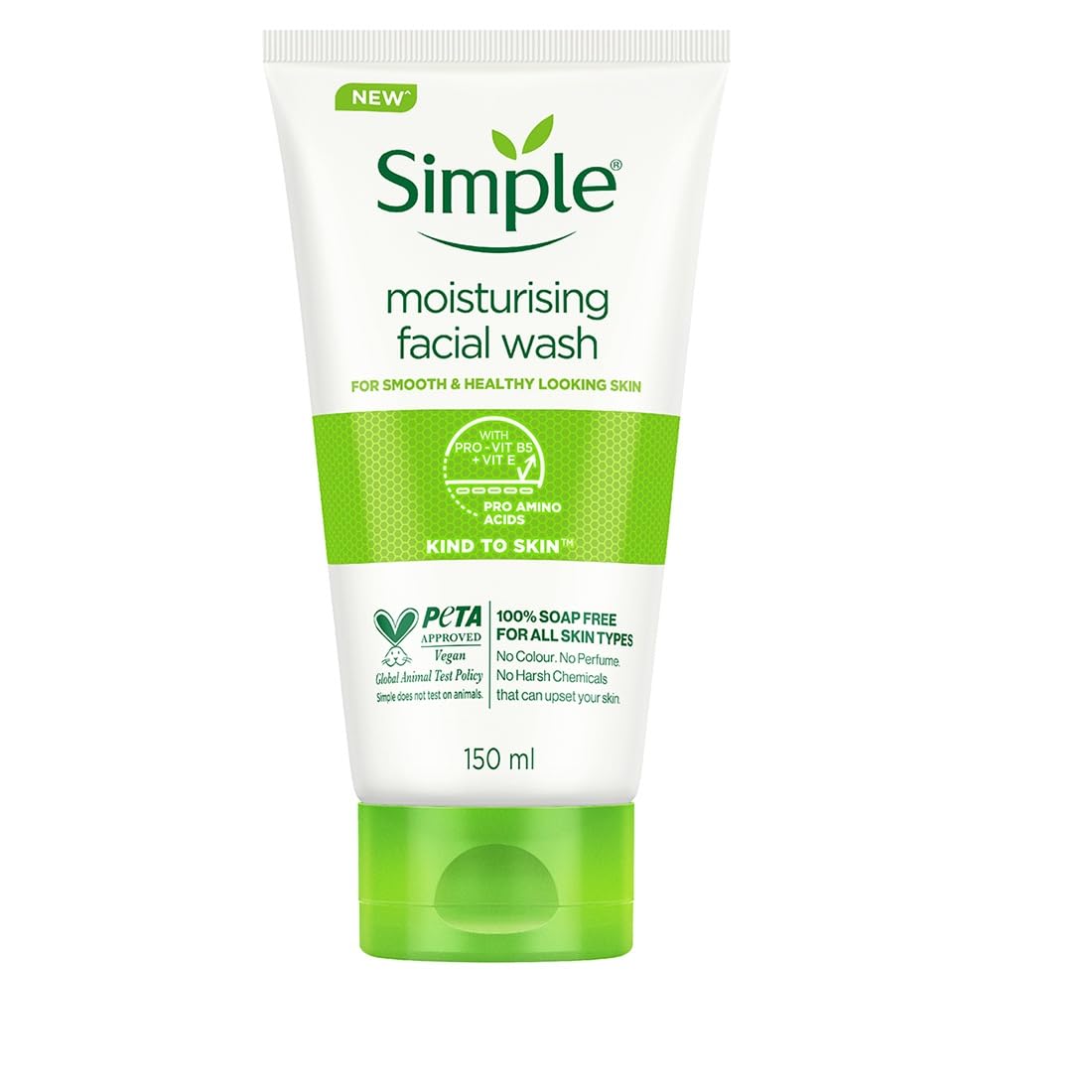 Simple Kind To Skin Moisturising Facial Wash 150 ml for normal to dry skin | 100% soap-free gentle cleanser for women & men