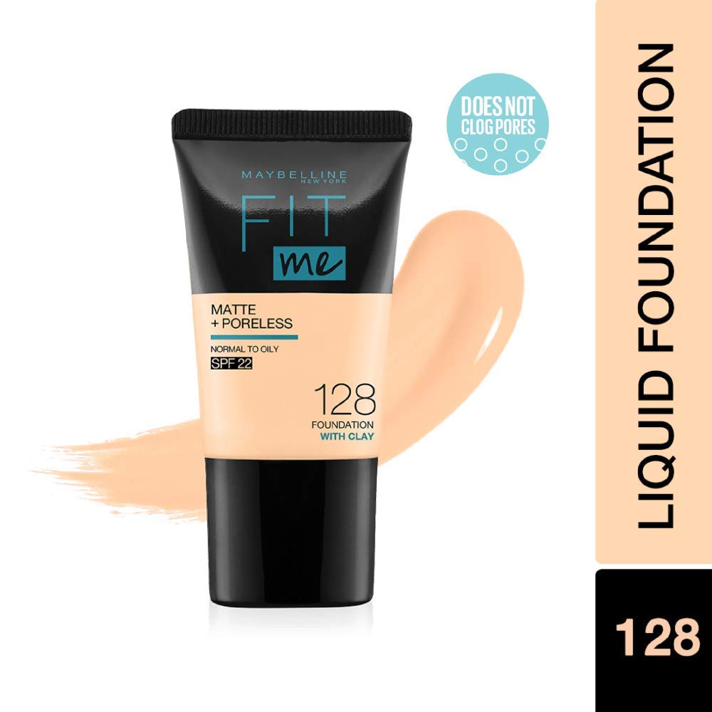 Maybelline New York Color Sensational Creamy Matte Lipstick, 680 Mesmerizing Magenta, 3.9g and Maybelline New York Fit Me Matte+Poreless Liquid Foundation Tube, 128 Warm Nude, 18ml