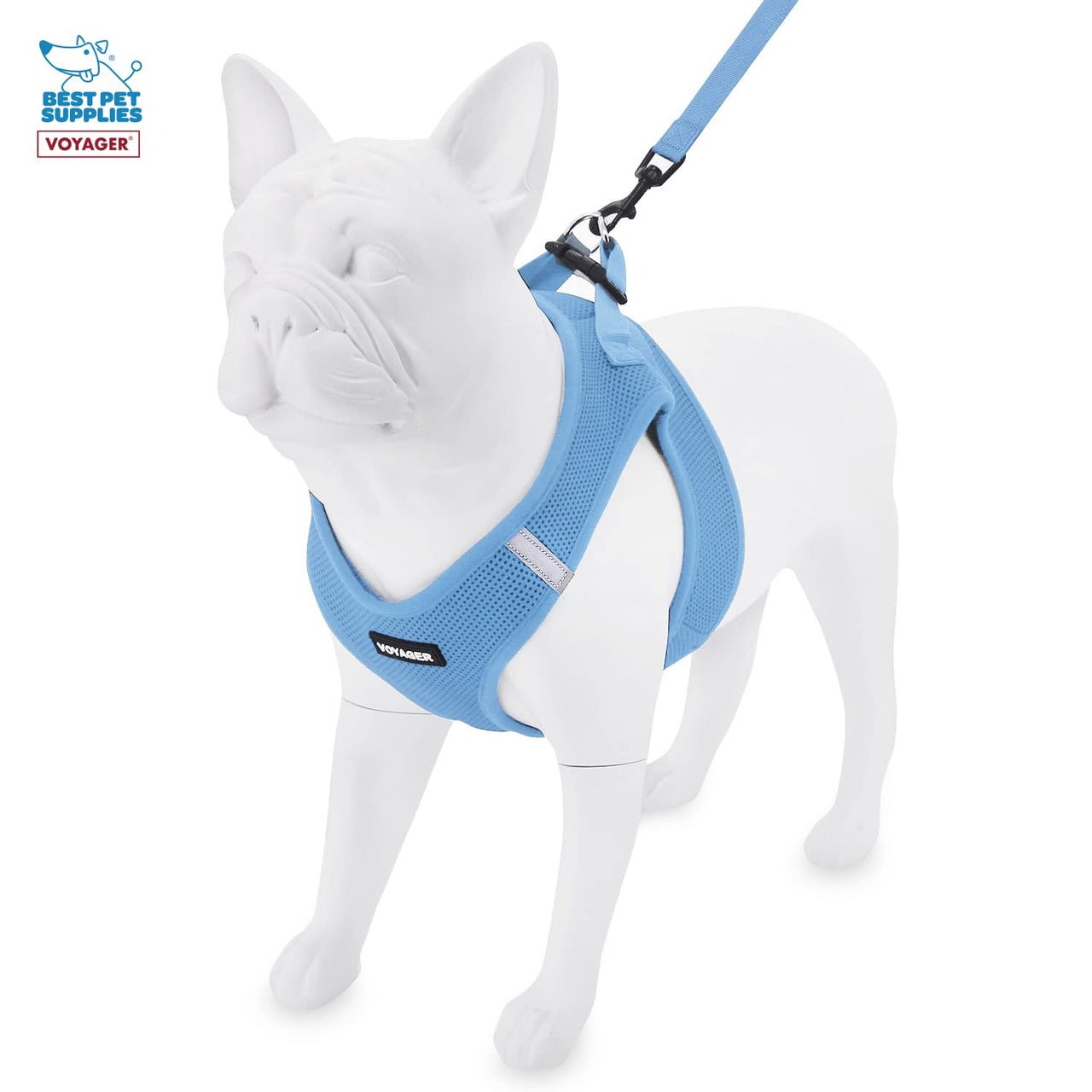 Voyager Step-in Air All Weather Mesh Harness and Reflective Dog 5 ft Leash Combo with Neoprene Handle, for Small, Medium and Large Breed Puppies by Best Pet Supplies - Set (Baby Blue), S Harness Leash Set (Baby Blue) S (Chest: 14.5 - 16")