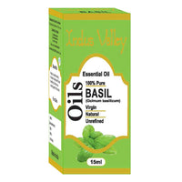 Indus Valley 100% Pure Natural & Organic, Undiluted Basil Essential Oil with Glass Dropper for Skin, Hair Care -15ml