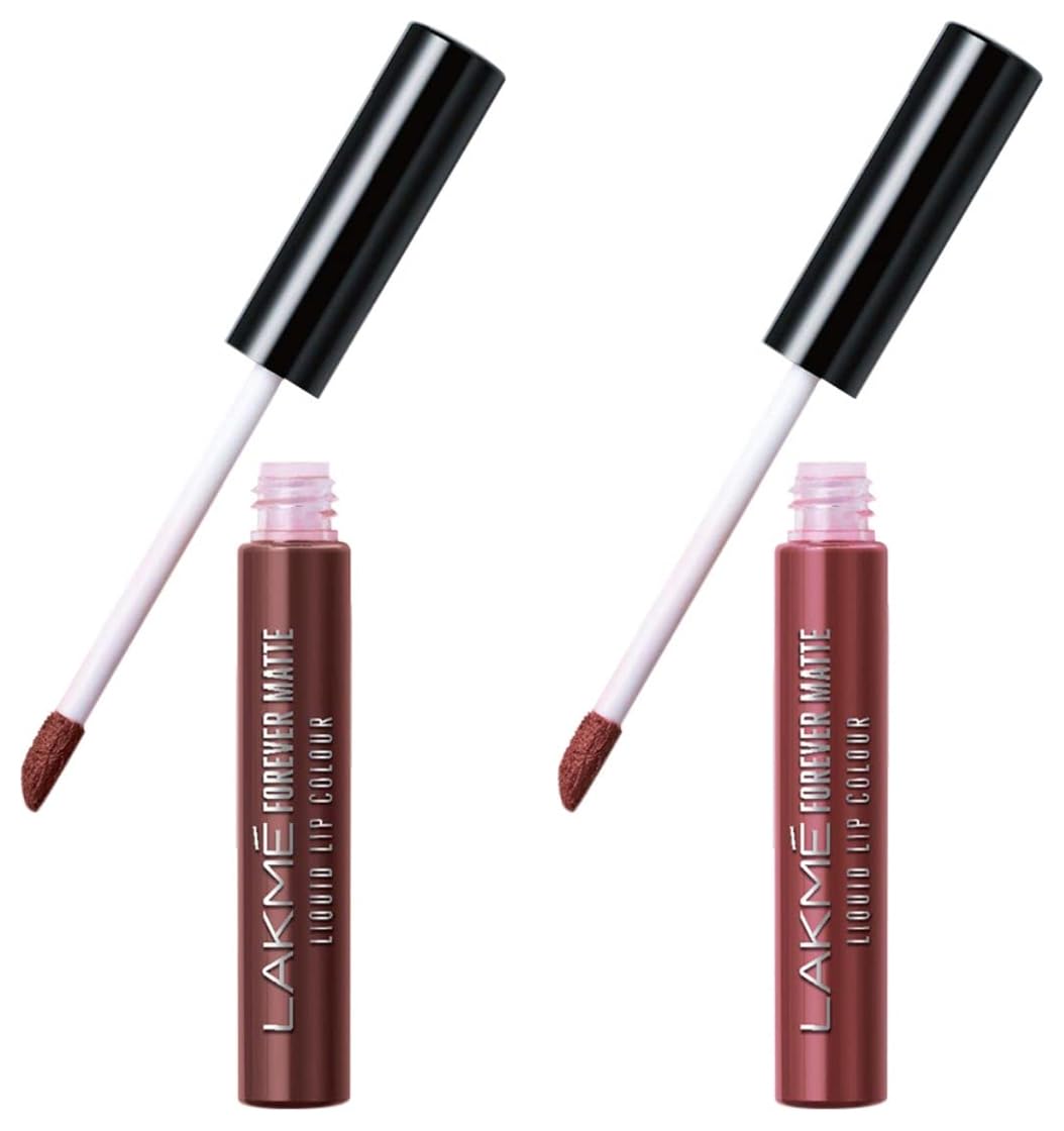 Lakmé Forever Matte Liquid Lip Colour, Brown Espresso, 5.6 Ml & Lakmé Forever Matte Liquid Lip Colour, Nude Dream, 5.6 Ml