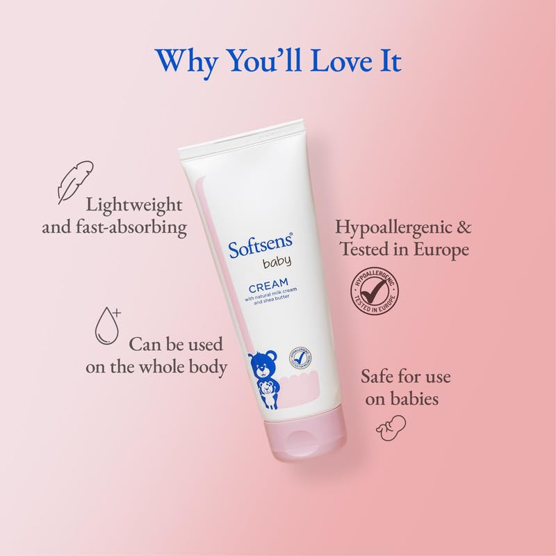 Softsens Baby Rich Moisturising Cream | Enriched with Natural Milk Cream and Shea Butter | Dermatalogically Tested, Hypoallergenic & Paraben Free 100g (Pack of 3)