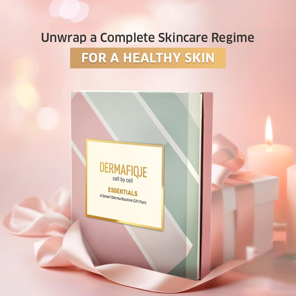 Dermafique Gift Essentials- A Smart Skincare Routine Gift Set of 3, Sunscreen, Face Wash, Face Cream, Gifts for Women & Men, Dermatologist Tested, Gift Item, Best Birthday, Anniversary Gift by ITC