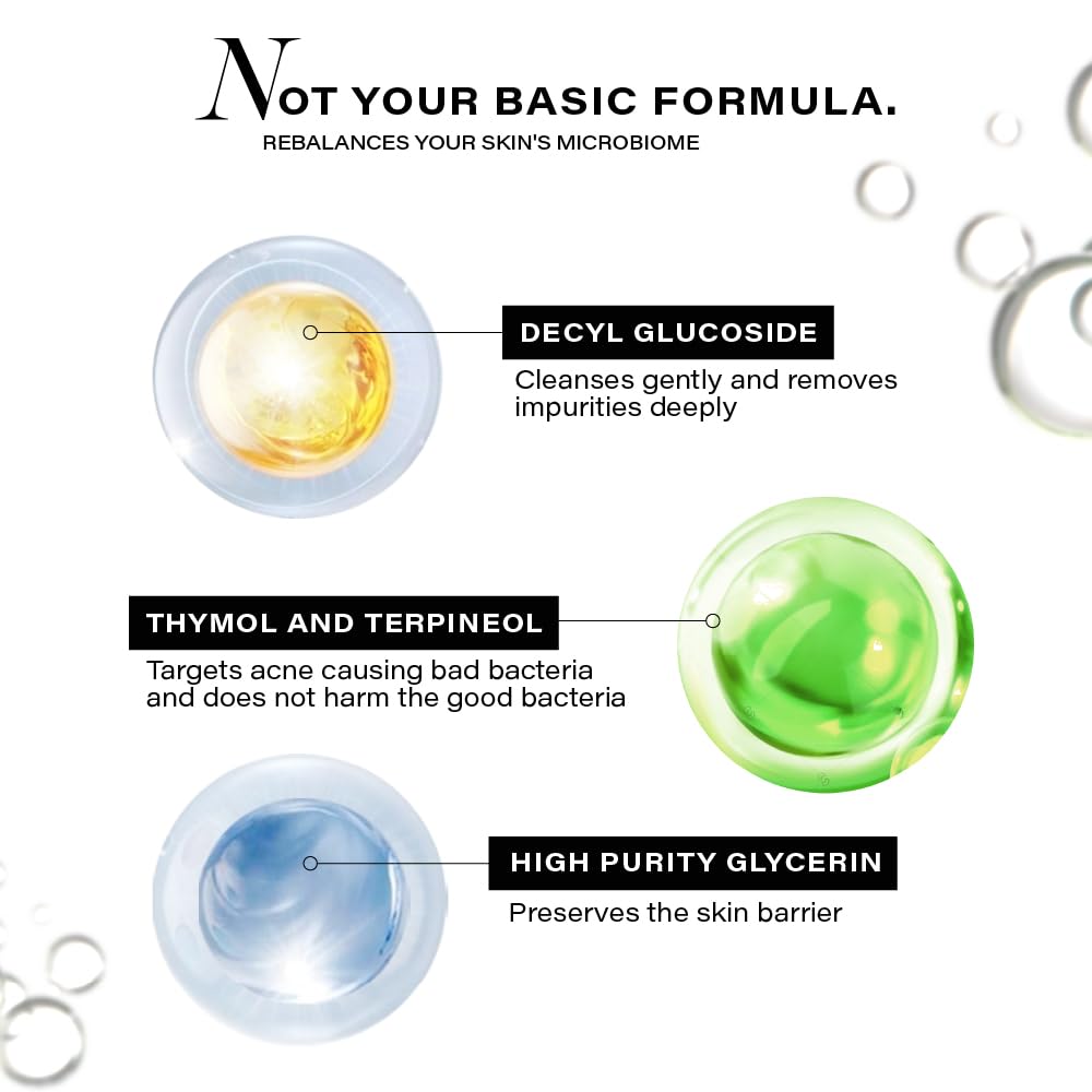 Novology Acne Deep Clearing Cleanser with Thymol+Terpineol| Face Wash for Acne,Whiteheads,Blackheads| Gentle, Non-Drying Formula, Suitable for Sensitive skin| 150ml