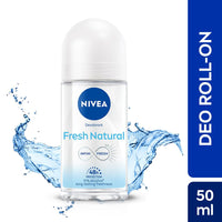 NIVEA Fresh Natural Roll On, 50ml| 48 H Smooth & Beautiful Underarms| 0% Alcohol | For Women