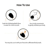 mCaffeine Exfoliating Gloves for Body Cleansing and Scrubbing | Bath Glove - made of 100% Natural Fibre | Gentle on the Skin | Sustainable, Unisex | Easy to Use