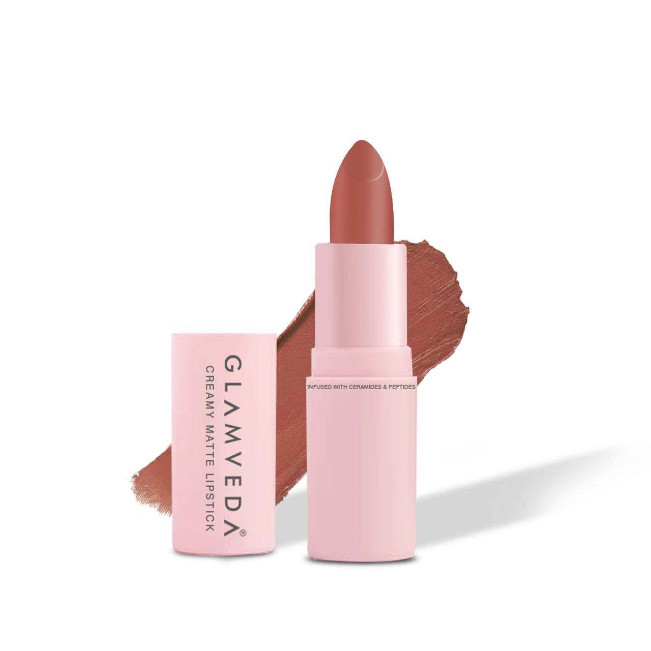 Glamveda Creamy Matte Long Lasting Lipstick with Ceramides & Peptides, Lightweight, 12 Hour Wear, Smudgeproof & Transferproof - Caramel Kiss 309