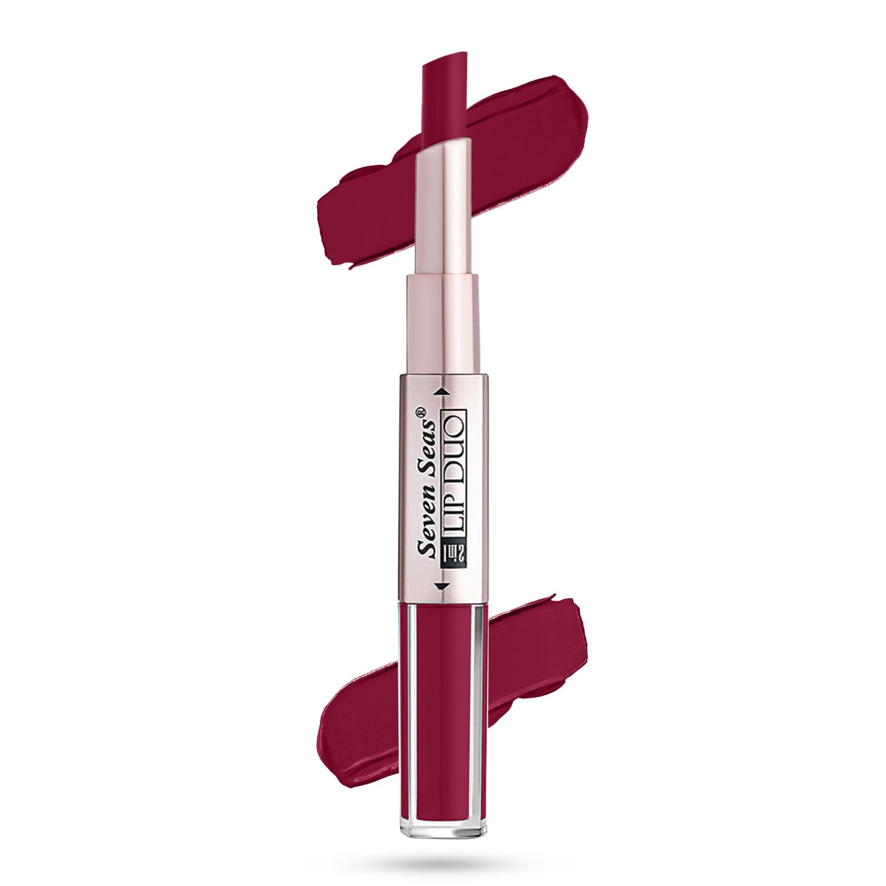 Seven Seas Lip Duo 2 In 1 Lipstick Matte Finish 2-in-1 Duo Liquid Lipstick with Matte Finish and Moisturizing Gloss (Rich Rosewood, 7ML)