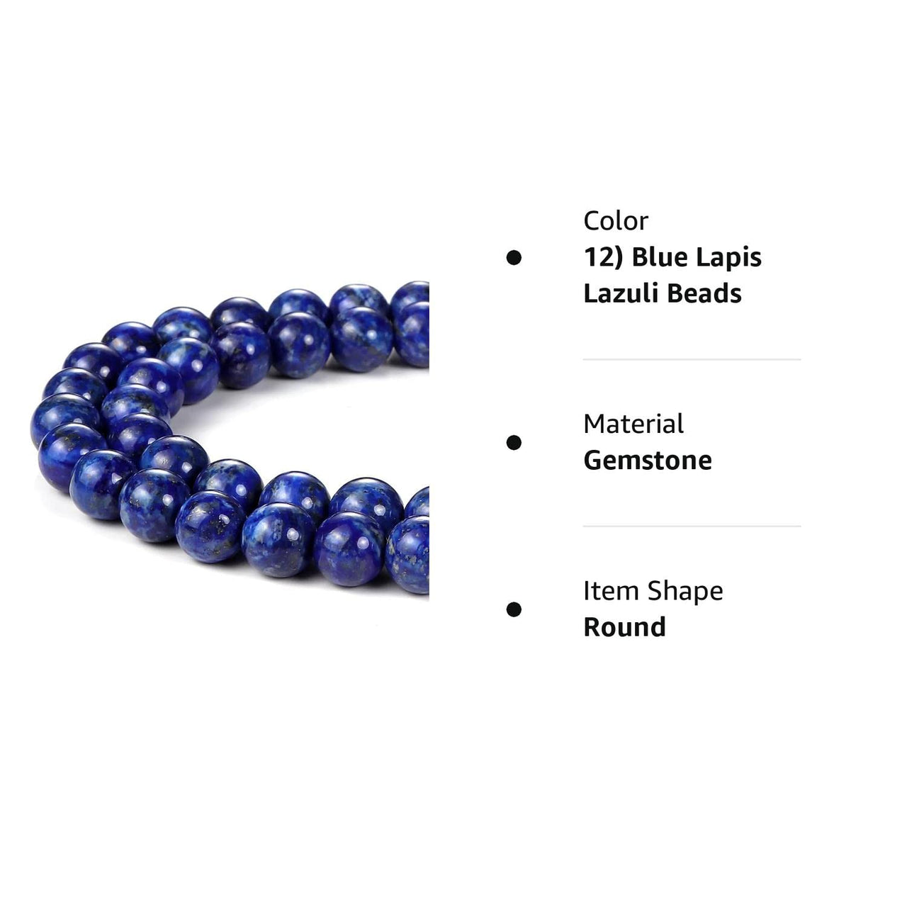 BEADNOVA Blue Lapis Lazuli Beads Natural Crystal Beads Stone Gemstone Round Loose Energy Healing Beads with Free Crystal Stretch Cord for Jewelry Making (6mm, 62-64pcs) 6mm 12) Blue Lapis Lazuli Beads