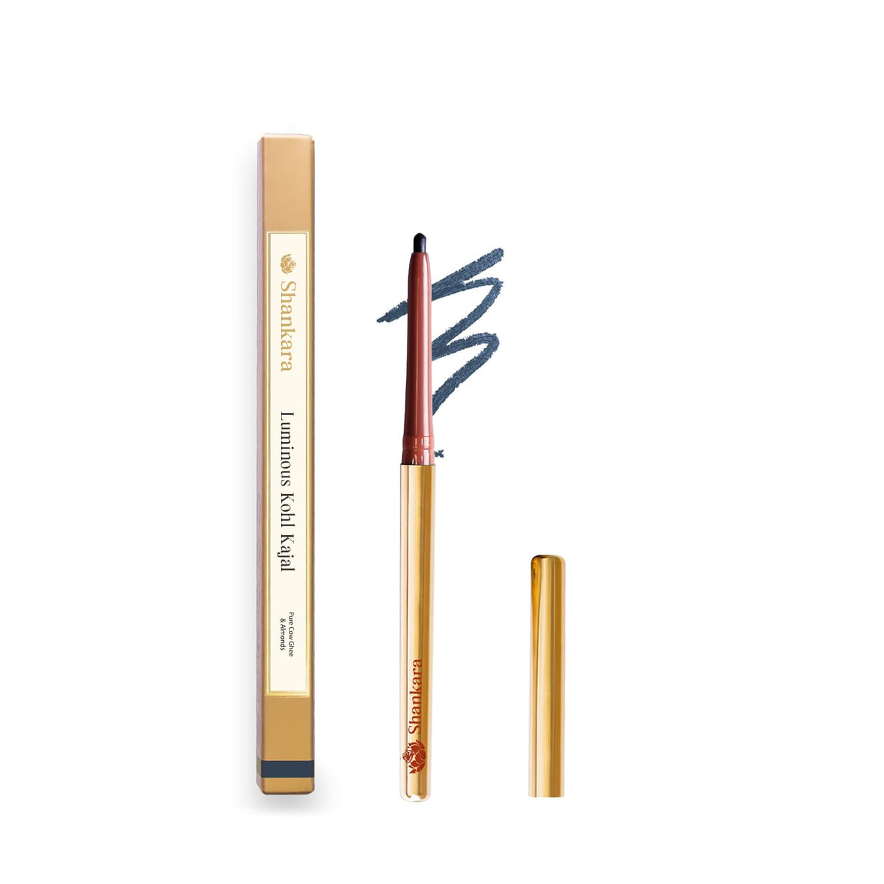 Shankara Luminous Kohl Kajal - Royal Blue | Rich, Creamy Texture with Matte Finish | 12-Hour Long Stay Waterproof Formula | 100 Times Washed A2 Ghee | Preservative-Free | Full Coverage | 0.3g