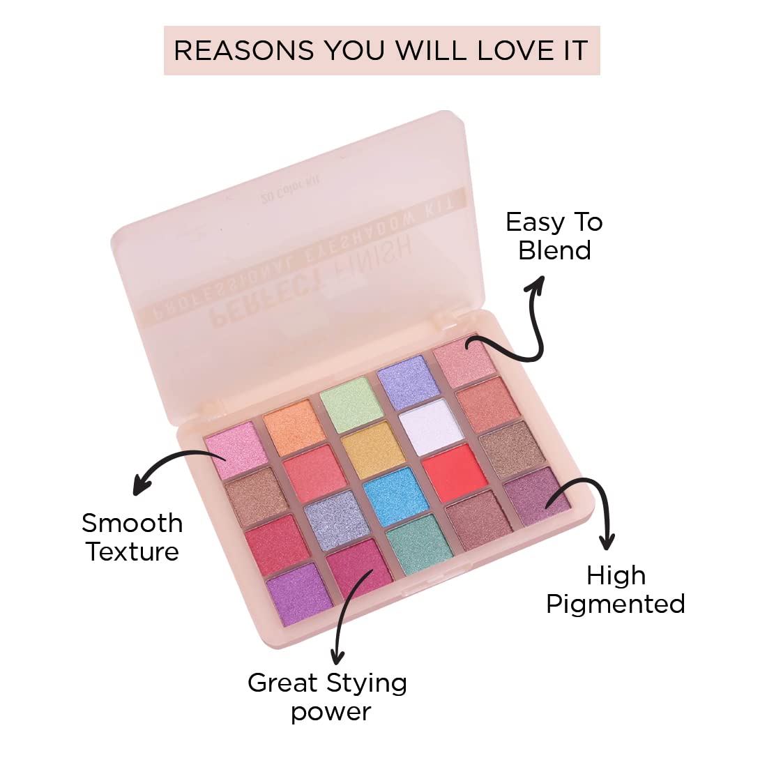 Seven Seas Perfect Finish Professional Eyeshadow Pigmented Colors | Long Wearing And Easily Blendable Eye Makeup Palette | Multicolor - 25Gm | Shimmery & Glitter Finish (Natural)