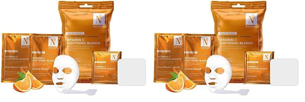 NutriGlow Advanced Organics Vitamin C Bleach - Skin Lightening and Radiance Booster (Pack of 2)