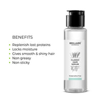 Brillare Professional Classic Hair Serum For Dry Frizzy Hair Women, Enriched With Wheat Germ & Grape Seed Oil, For Smooth, Shiny & Tangle free Hair, 70 ml