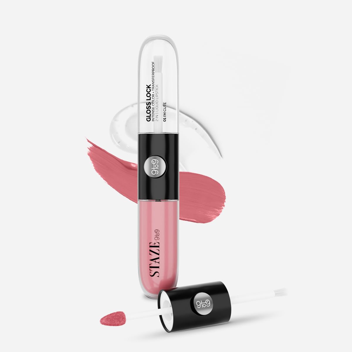 Staze 9to9 Gloss Lock 2-in-1 Liquid Lipstick | Lip Gloss For Long-lasting Fuller & Pump-up pigmented Lipstick | Transfer-proof & 12hrs long stay with Intense Color Payof f | Lightweight & Comfortable | 01 I'M Cute | 7g
