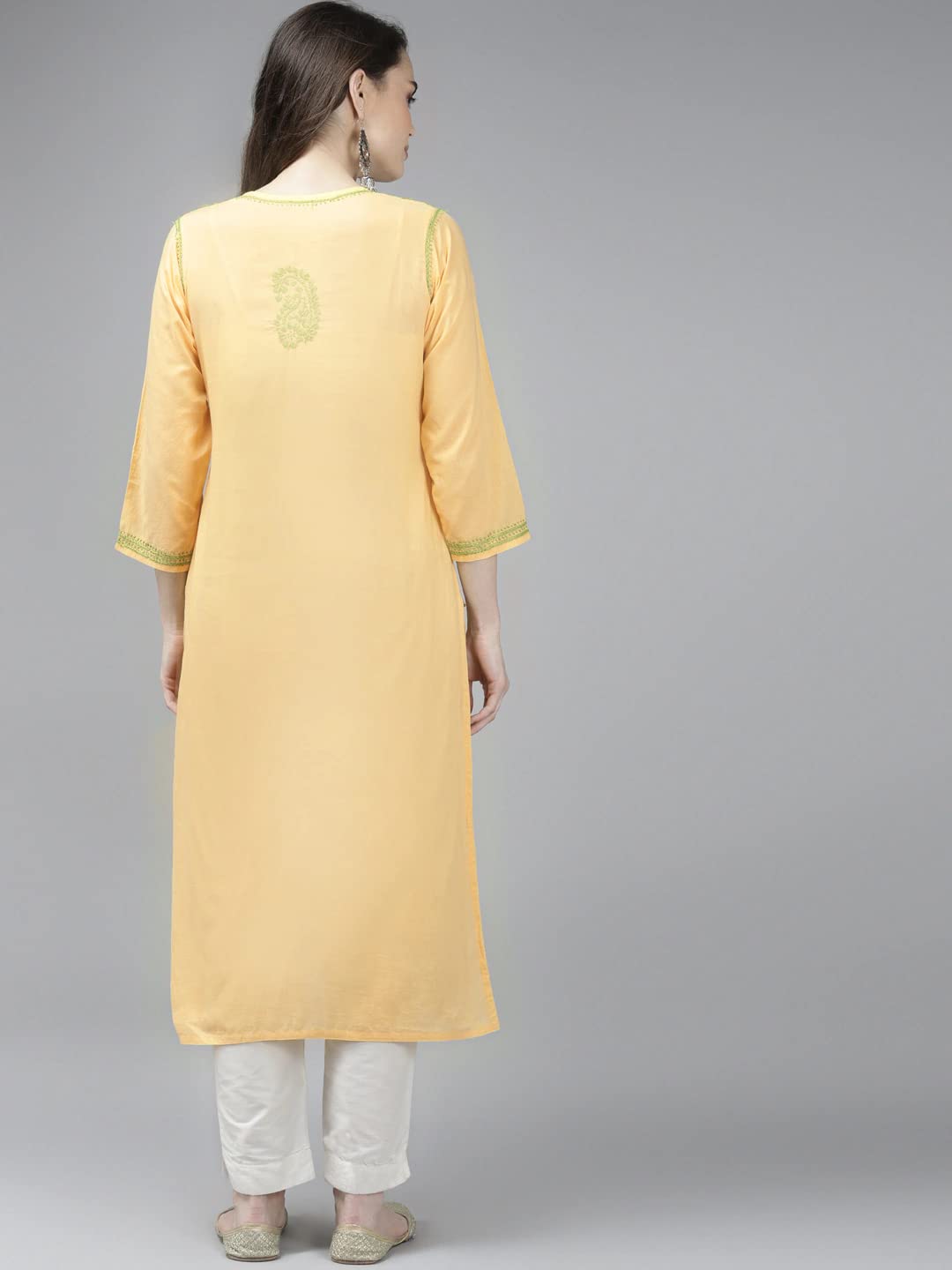 Ada Lucknowi Hand Embroidered Chikankari Straight Cotton Kurti Kurta for Women