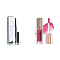 Flicka Wild & Kind Twist Kajal Pen 04 Green Treasure Waterproof & Long Lasting 0.30gm Shimmery Affair Lip Gloss 6 Gin Baby Pink 5ml