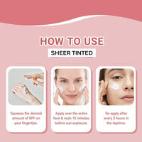AVEIL Sheer Tinted Sunscreen SPF 50 PA +++ | 50 ml | UVA, UVB & Blue Light Protection | No White Cast | For All Skin Types | Water & Sweat Resistant | Hydrating Sunscreen | Sun-Safe Skin | Pack of 1