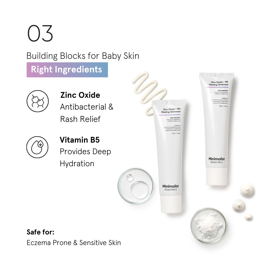 Minimalist Baby Rash Cream | Zinc Oxide + B5 Healing Ointment | Pediatrician Approved | For Drool & Diaper Rash | 50gm
