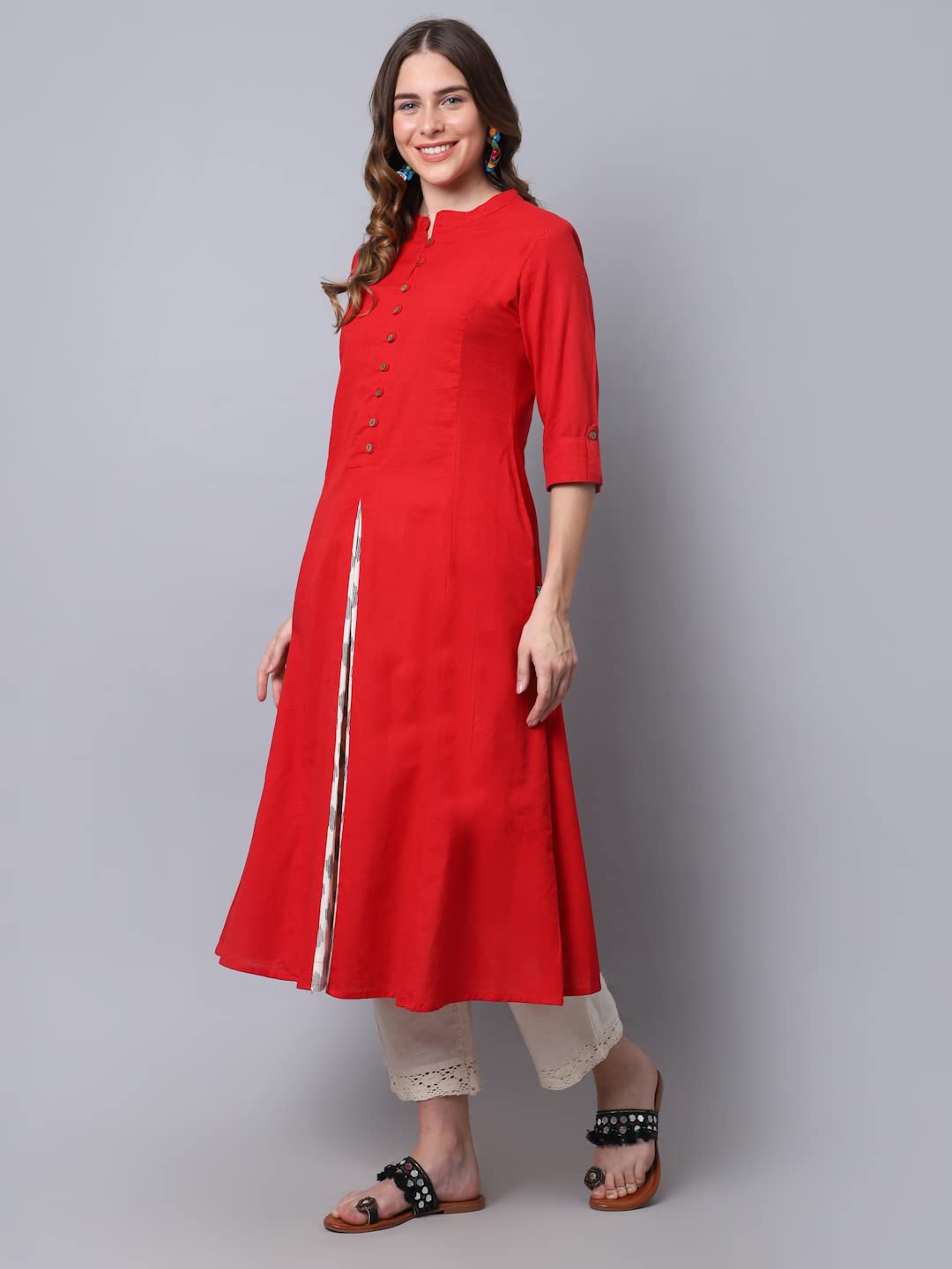 Pistaa's  Women Cotton Printed Cut Regular Kurta