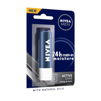 NIVEA Lip Balm, Original Care, 4.8g & NIVEA Men 24 H melt-in mpisture Active Care clearing Lip Balm, SPF 15, 4.8g
