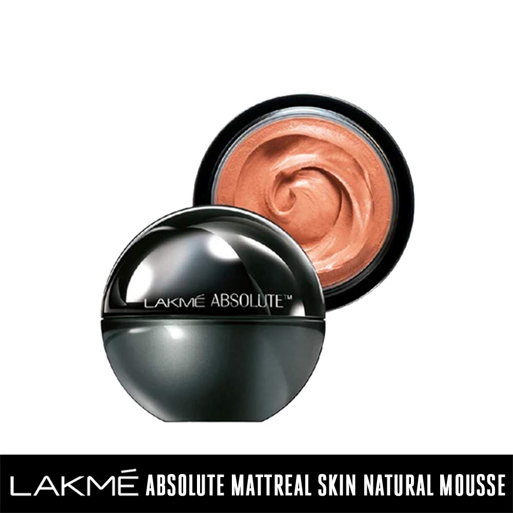 Lakmé Absolute Skin Natural Mousse, Rose Fair 02, SPF 8 Natural Finish Matte Cream Foundation, 25g & Lakmé Absolute Blur Perfect Matte Face Primer, Peach, 10g