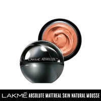 Lakmé Absolute Skin Natural Mousse, Rose Fair 02, SPF 8 Natural Finish Matte Cream Foundation, 25g & Lakmé Absolute Blur Perfect Matte Face Primer, Peach, 10g