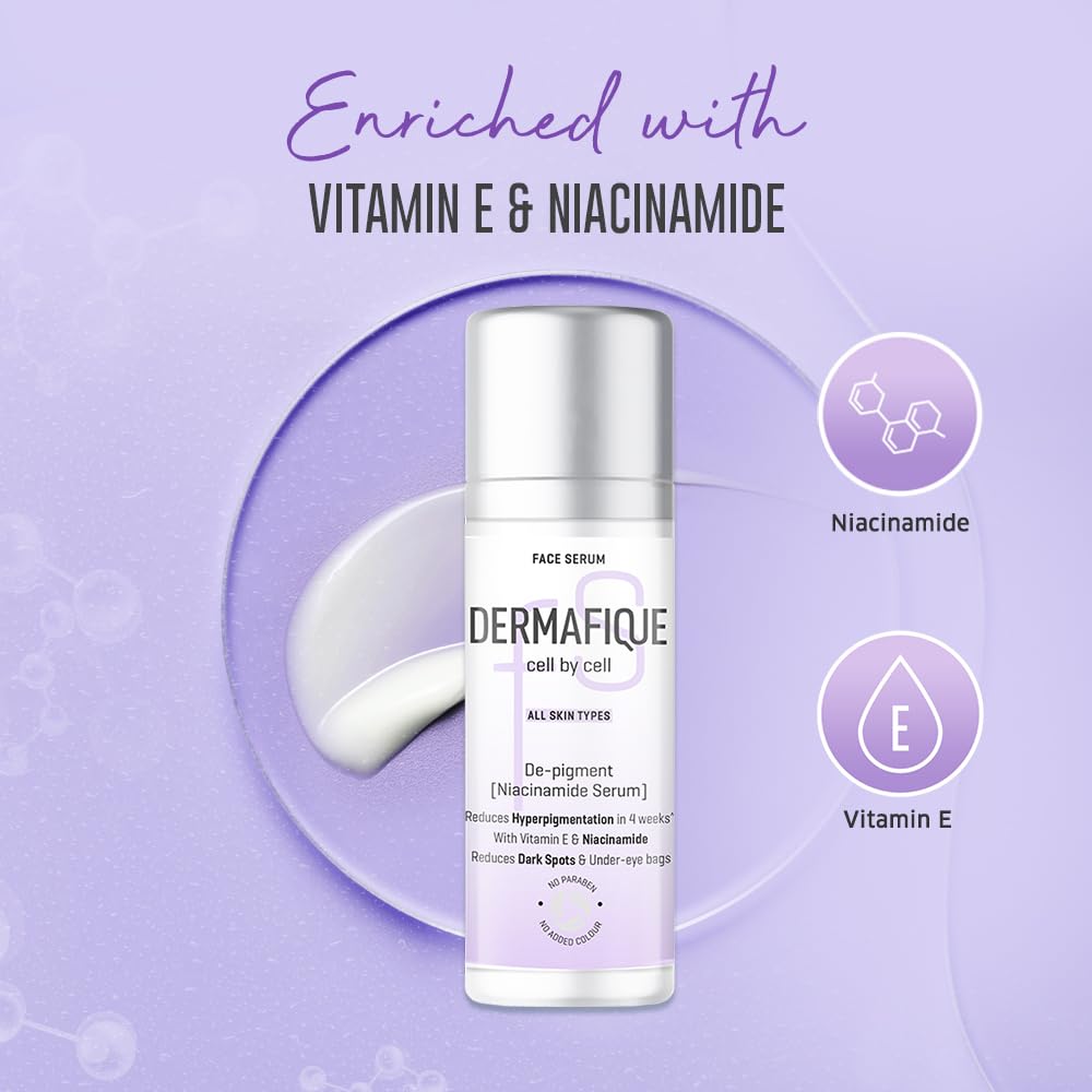 Dermafique De-Pigment Serum 30 ml, with Niacinamide, Reduces Hyperpigmentation in 4 Weeks, Reduces Dark Spots