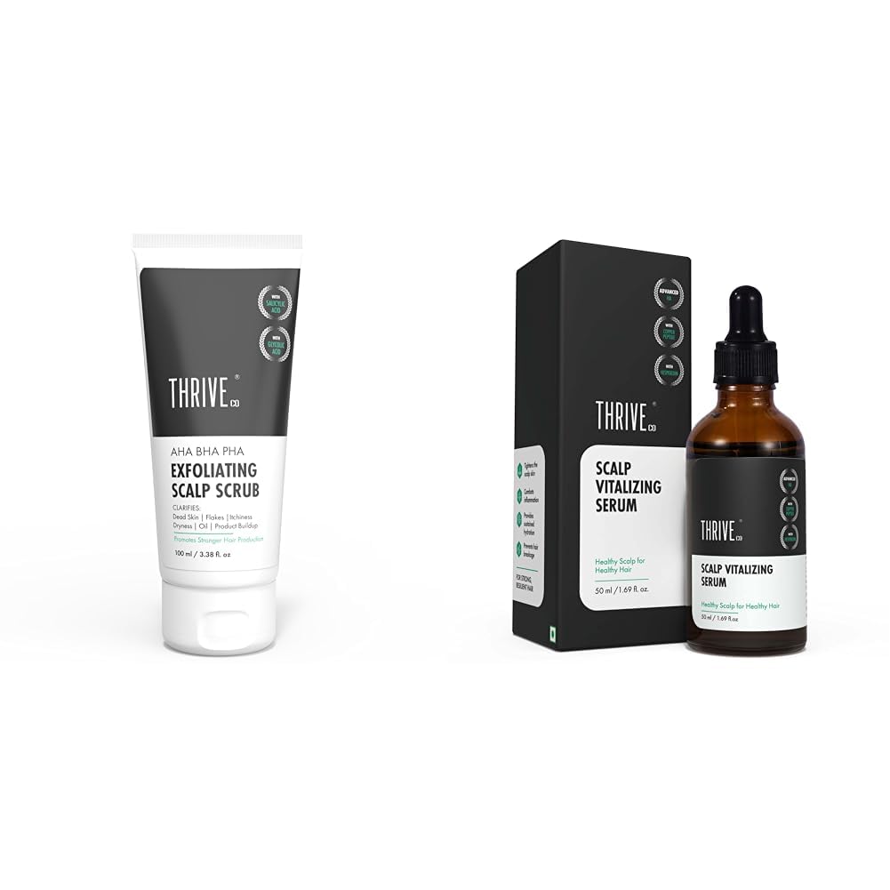 ThriveCo AHA BHA PHA Exfoliating Scalp Scrub + Scalp Vitalizing Serum Combats Inflammation, Gives Hydration, Prevents Hair Breakage, Makes Hair Stronger, Promotes Hair Growth |Men & Women