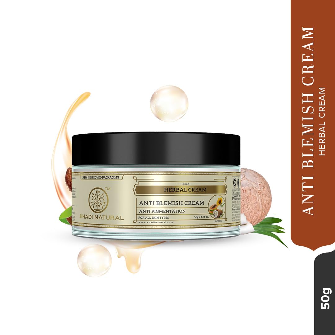 Khadi Natural Anti Blemish Cream, 50g|Skin exfoliating properties| Makes skin soft and smooth| Reduces dark spots and pigmentation|Suitable for All Skin Types