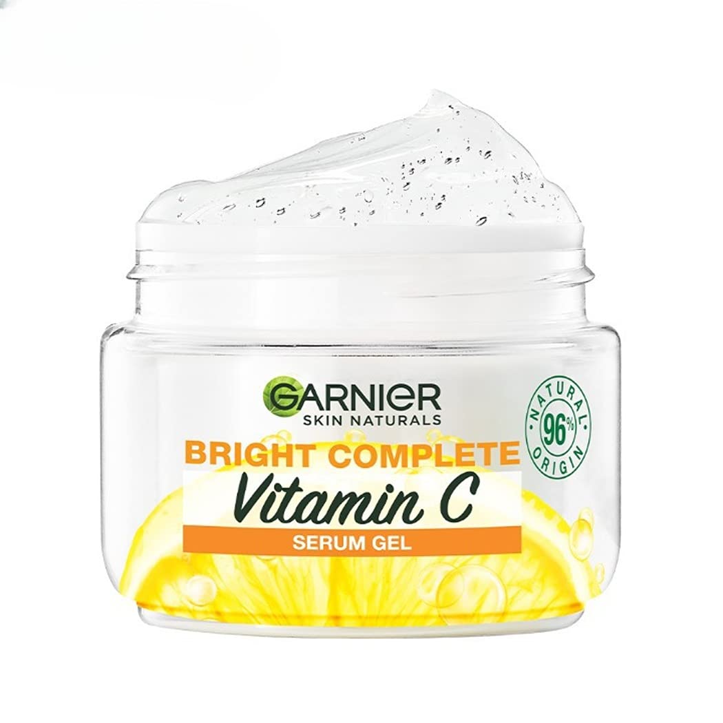Garnier Skin Naturals, Face Serum, Bright Complete Vitamin C Booster, 30 ml & Garnier Brightening Moisturiser, Serum Gel, For Radiant skin, Bright Complete Vitamin C, 45g