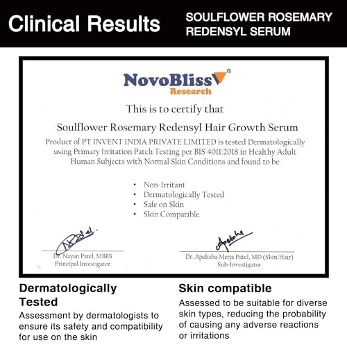 Soulflower Hair Growth Redensyl Tetragain Serum, Rosemary Oil, 3% Redensyl, 4% Anagain, Caffeine, Melanogray, Biotin, Rice Water, Anti Hair fall, Clinically Tested on Real people, Men & Women, 30ml