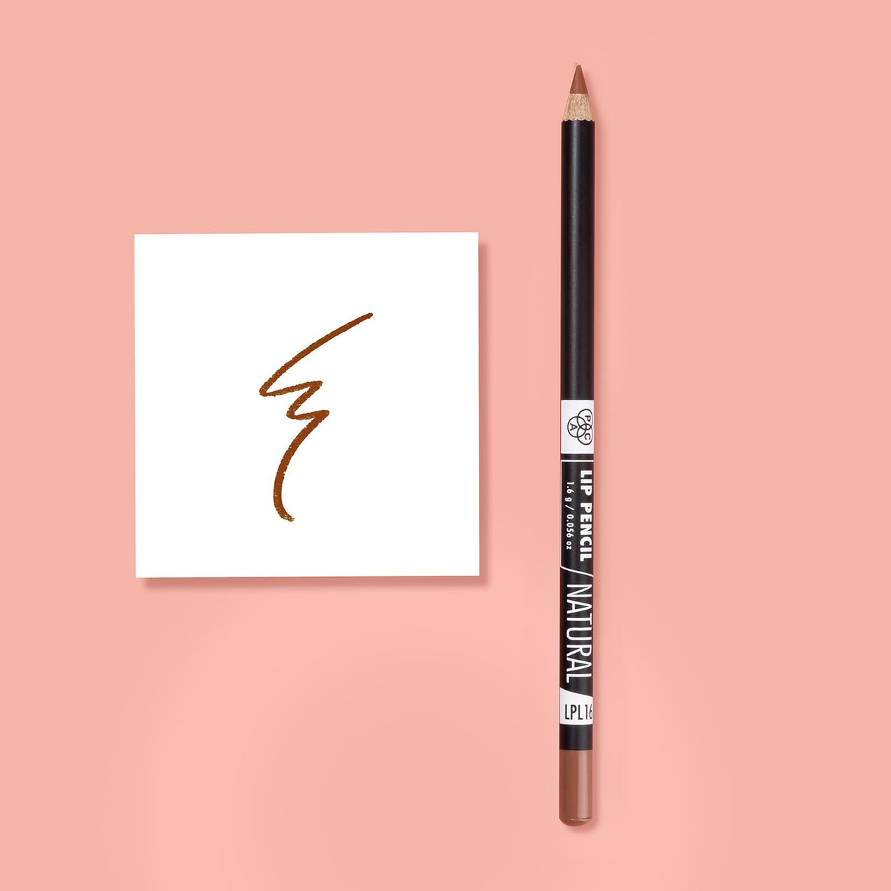 PAC Lip Pencil - 16 (Natural) | Richly Pigmented One Swipe Application | Creamy Non Drying Comfortable Formula | Wood Barrel Lip Liner Pencil