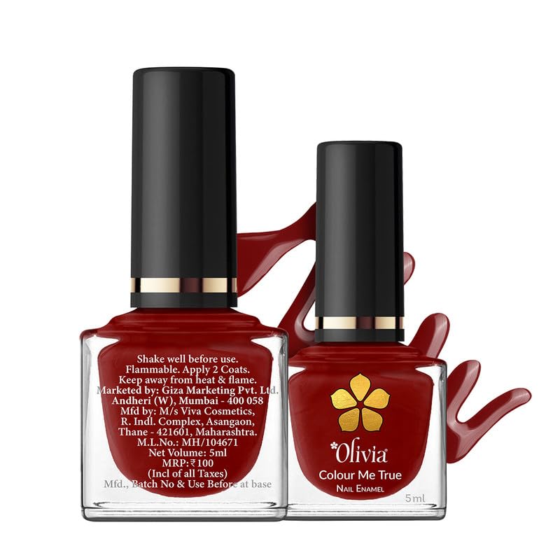 Olivia Nail Paint for Glossy Finish - 5ml (8 Raging Red)