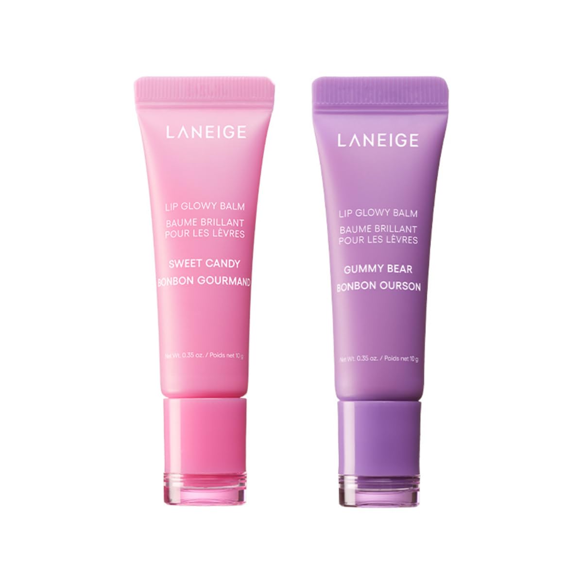 LANEIGE Combo Of Lip Glowy Balm Sweetcandy (10G) And Lip Glowy Balm Gummybear (10G)-Pack Of 2, Assorted