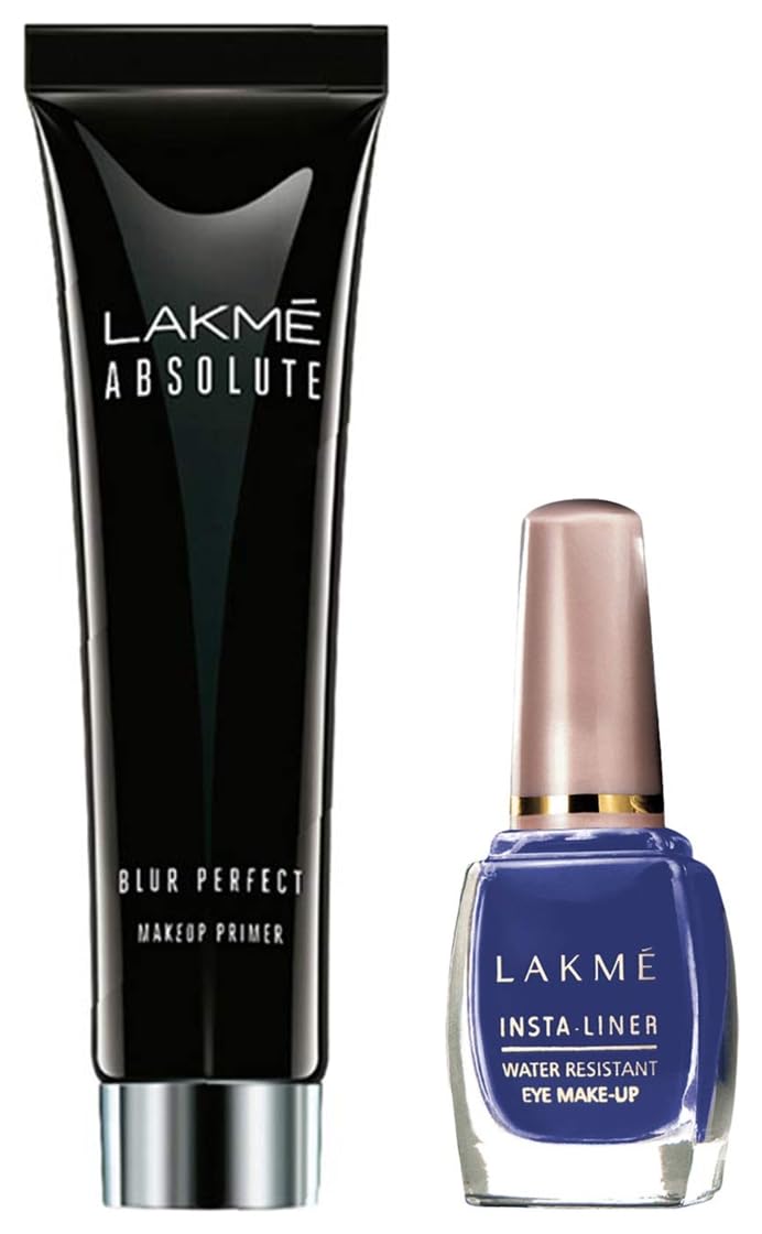 Lakmé Absolute Blur Perfect Makeup Primer, 30g And Lakmé Insta Eye Liner, Blue, 9 ml