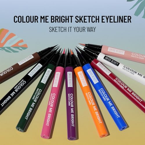 Swiss Beauty Colour Me Bright Matte finish Sketch Eyeliner with soft pen tip applicator | Quick Drying | Waterproof, smudge-proof eyeliner | Shade - Purple Mush, 0.7ml