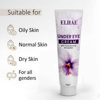 ELAHE Under Eye Cream for Dark Circles - Gel-Based, Organic & Natural with Saffron, Almond, Turmeric, Aloe - Anti-Puffiness, Wrinkle Care & Brightening for Women & Men - 50g